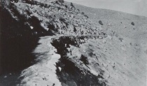 A black and white picture of Bishop Creek Road in 1933.
