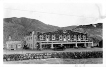 An undated black and white picture of the Little Lake Hotel.