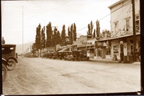 An old undated black and white picture of Main Street in Bishop.