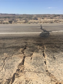 Cracks split State Route 178 following the Ridgecrest earthquake in July, 2019.